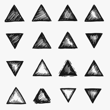 El yapımı üçgenler, fırça ve karalama tarzı. vektör illüstrasyonu