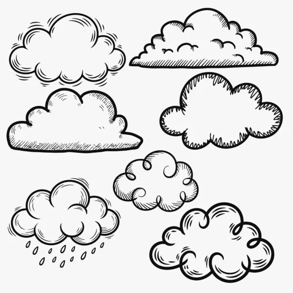 Fırça ve karalama çizimi tarzında bulutlar. vektör illüstrasyonu