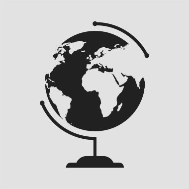 Creative Globe ya da Dünya Ticaret ve Teknoloji Logosu Tasarımı. Dünya bir standın üzerinde ve görüntünün ana odak noktası.
