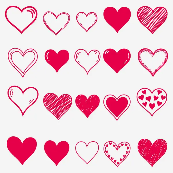 Farklı tarz ve boyutlarda kalp koleksiyonu. Kalpler pastel boya ile çizilir ve bir ızgaraya dizilir. Sahne eğlenceli ve kaprisli.