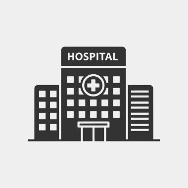 Siyah beyaz hastane logoları, sağlık merkezi ikonları vektör illüstrasyonları