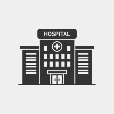 Siyah beyaz hastane logoları, sağlık merkezi ikonları vektör illüstrasyonları