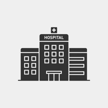 Siyah beyaz hastane logoları, sağlık merkezi ikonları vektör illüstrasyonları