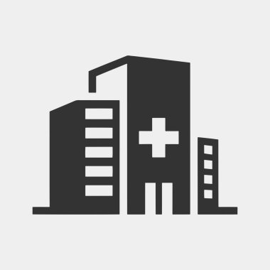 Siyah beyaz hastane logoları, sağlık merkezi ikonları vektör illüstrasyonları