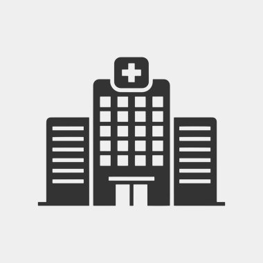 Siyah beyaz hastane logoları, sağlık merkezi ikonları vektör illüstrasyonları