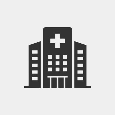 Siyah beyaz hastane logoları, sağlık merkezi ikonları vektör illüstrasyonları