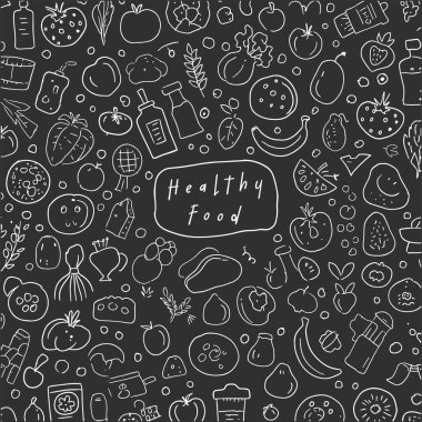 Sağlıklı gıda ve beslenme vektörü ikonları. Vektör İllüstrasyonu