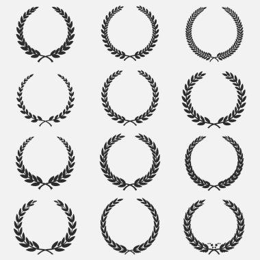 Defne çelengi çizim vektörleri. Hepsi beyaz ve basit bir tasarımı var. vektör illüstrasyonu