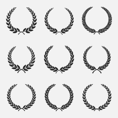 Defne çelengi çizim vektörleri. Hepsi beyaz ve basit bir tasarımı var. vektör illüstrasyonu