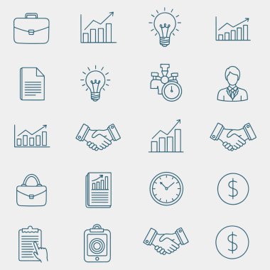 İşle ilgili çeşitli simgelerin el yapımı karalamaları. Vektör illüstrasyonu