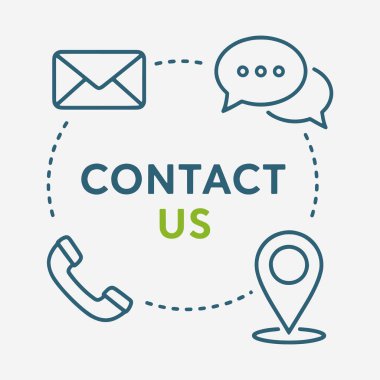 Kişi sayfası için simge koleksiyonu. Simgeler arasında bir telefon, bir insan ve bir zarf var. Vektör İllüstrasyonu