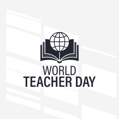 Dünya Öğretmenler Günü için bir logo konsepti. Logoda minimalist, beyaz arkaplan ile basit. Vektör İllüstrasyonu