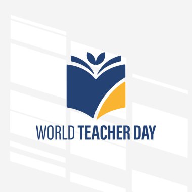 Dünya Öğretmenler Günü için bir logo konsepti. Logoda minimalist, beyaz arkaplan ile basit. Vektör İllüstrasyonu