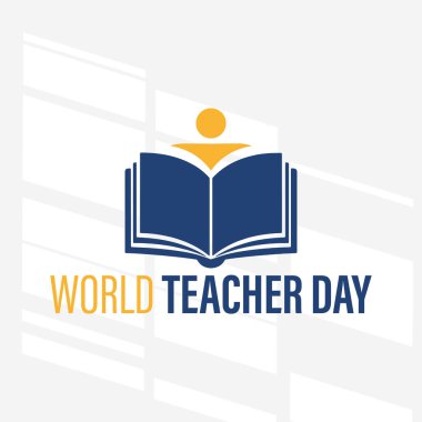 Dünya Öğretmenler Günü için bir logo konsepti. Logoda minimalist, beyaz arkaplan ile basit. Vektör İllüstrasyonu