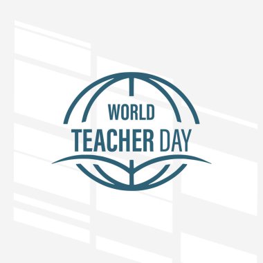 Dünya Öğretmenler Günü için bir logo konsepti. Logoda minimalist, beyaz arkaplan ile basit. Vektör İllüstrasyonu