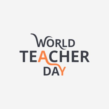 Dünya Öğretmenler Günü için bir logo konsepti. Logoda minimalist, beyaz arkaplan ile basit. Vektör İllüstrasyonu