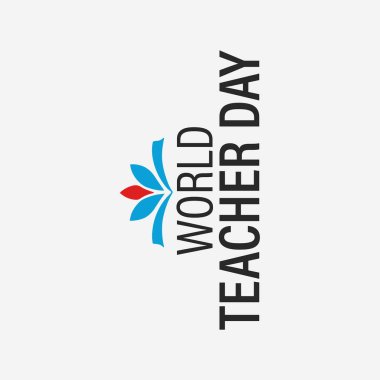 Dünya Öğretmenler Günü için bir logo konsepti. Logoda minimalist, beyaz arkaplan ile basit. Vektör İllüstrasyonu