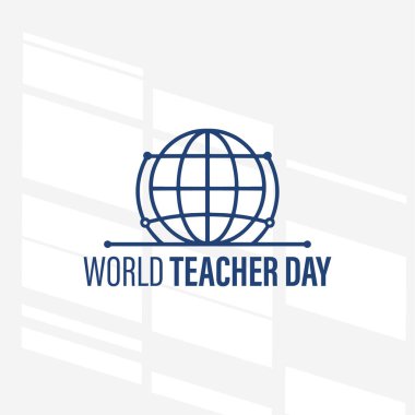 Dünya Öğretmenler Günü için bir logo konsepti. Logoda minimalist, beyaz arkaplan ile basit. Vektör İllüstrasyonu