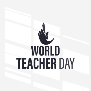 Dünya Öğretmenler Günü için bir logo konsepti. Logoda minimalist, beyaz arkaplan ile basit. Vektör İllüstrasyonu