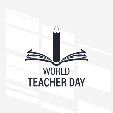 Dünya Öğretmenler Günü için bir logo konsepti. Logoda minimalist, beyaz arkaplan ile basit. Vektör İllüstrasyonu