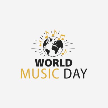Dünya Müzik Günü için düz tasarım konsepti basitlik, zarafet ve tanınma kolaylığı üzerine odaklanır. Vektör İllüstrasyonu