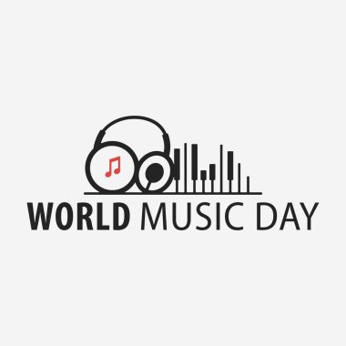 Dünya Müzik Günü için düz tasarım konsepti basitlik, zarafet ve tanınma kolaylığı üzerine odaklanır. Vektör İllüstrasyonu