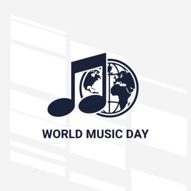 Dünya Müzik Günü için düz tasarım konsepti basitlik, zarafet ve tanınma kolaylığı üzerine odaklanır. Vektör İllüstrasyonu