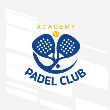 Padel Kulüp Logo Akademisi posterinin düz tasarım konsepti basitlik, zarafet ve tanınma kolaylığına odaklanıyor. Banner, Logos, Etiketler ve Simgeler için Vektör İşareti.