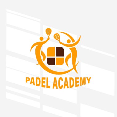 Padel Kulüp Logo Akademisi posterinin düz tasarım konsepti basitlik, zarafet ve tanınma kolaylığına odaklanıyor. Banner, Logos, Etiketler ve Simgeler için Vektör İşareti.