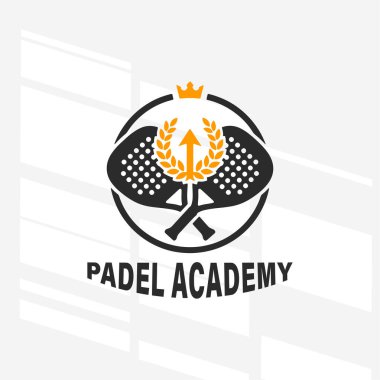 Padel Kulüp Logo Akademisi posterinin düz tasarım konsepti basitlik, zarafet ve tanınma kolaylığına odaklanıyor. Banner, Logos, Etiketler ve Simgeler için Vektör İşareti.