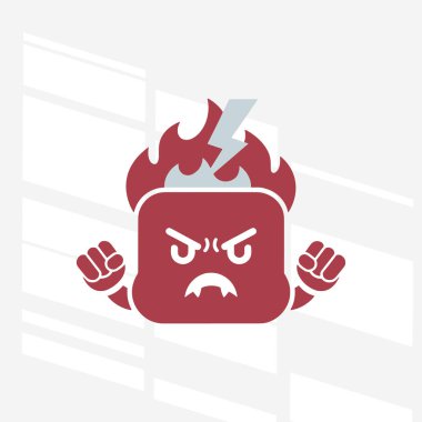 Çizgi film karakteri dizaynındaki öfkenin ifadesi. Vektör İllüstrasyonu