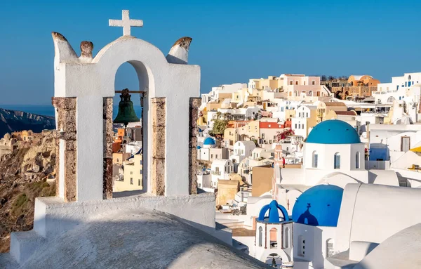 Igreja Ortodoxa Grega Cidade Oia Ilha Santorini — Fotografia de Stock