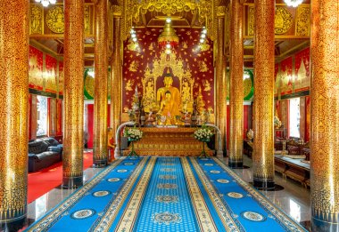 Golden statues at a Buddhist temple in Mae Sot Thailand