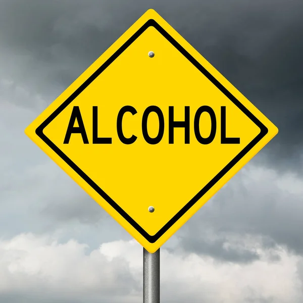 Yellow highway warning sign related to substance abuse