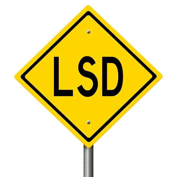 物質乱用に関連する黄色の高速道路警告標識 — ストック写真