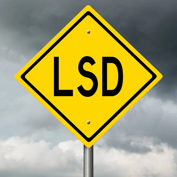 与药物滥用有关的黄色公路警告标志 — 图库照片