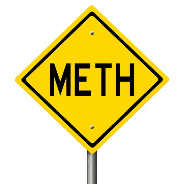 与药物滥用有关的黄色公路警告标志 — 图库照片