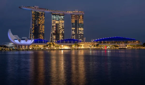 Illuminé Singapour Skyline Nuit — Photo