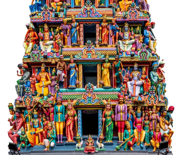 Personnages Colorés Dans Temple Hindou Historique Singapour — Photo