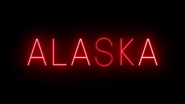 Κόκκινη Πινακίδα Νέον Για Αλάσκα — Αρχείο Βίντεο