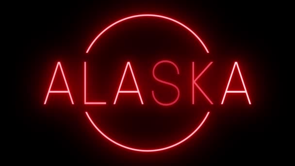 Червоний Неоновий Знак Аляски — стокове відео