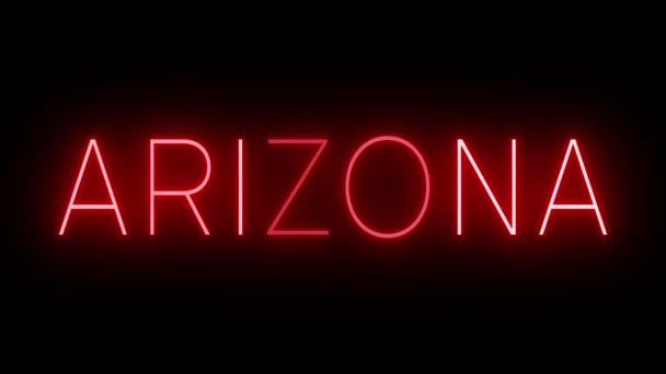 Red Neon Sign Arizona — Stock Video