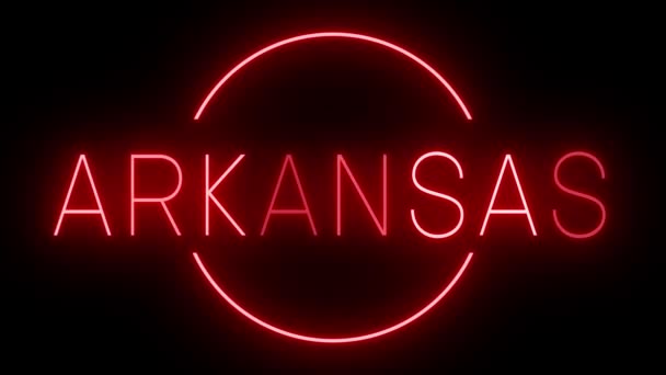 Rote Leuchtreklame Für Arkansas — Stockvideo