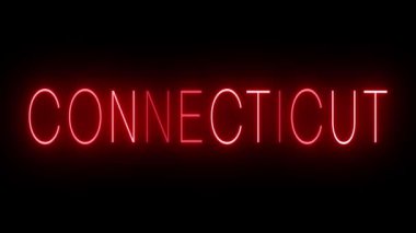 Connecticut için yanıp sönen kırmızı neon ışığı.