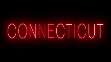 Connecticut için yanıp sönen kırmızı neon ışığı.