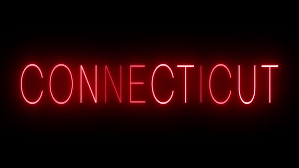 Červené Blikající Blikající Neonové Znamení Pro Connecticut — Stock video