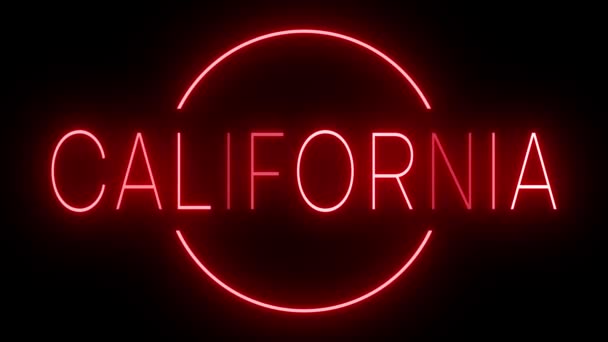 Červené Blikající Blikající Neonové Znamení Pro Kalifornii — Stock video