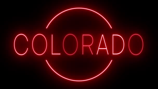 Rött Flimrande Och Blinkande Neon Tecken För Colorado — Stockvideo