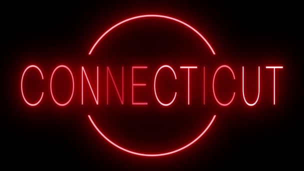 Červené Blikající Blikající Neonové Znamení Pro Connecticut — Stock video