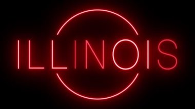 Illinois için yanıp sönen kırmızı neon ışığı.